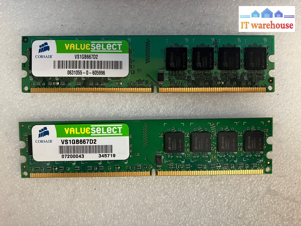 ~ (2X 1Gb) Corsair Valueselect Vs1Gb667D2 Pc2-5300 667Mhz Desktop Ddr2 Memory