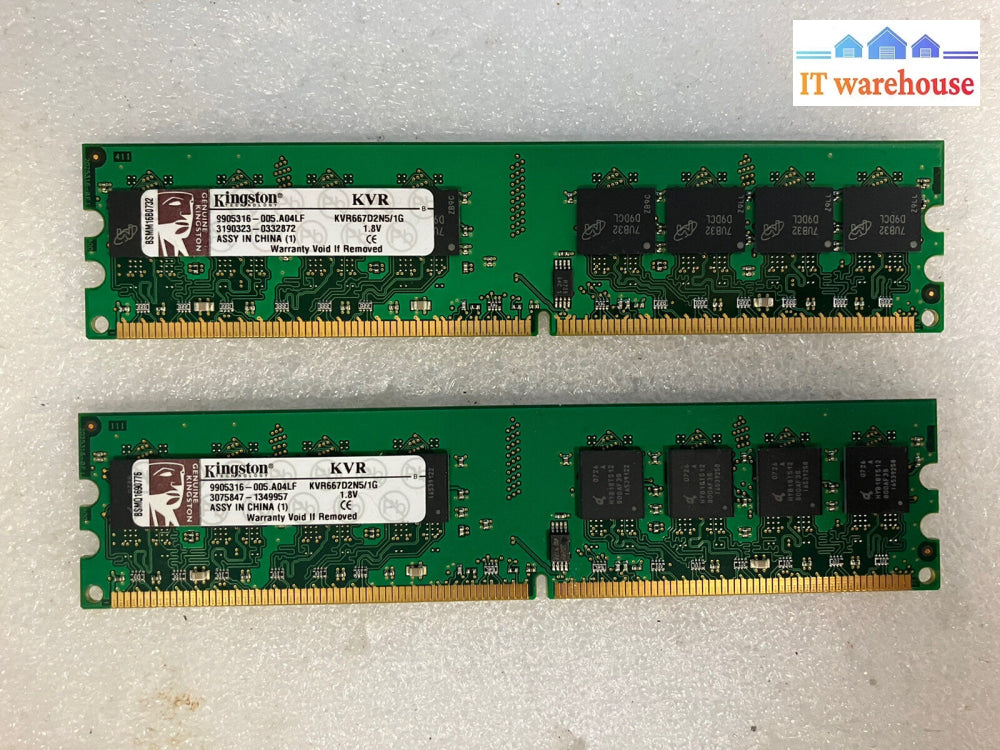 ~ (2X 1Gb) Kingston Kvr Kvr667D2N5/1G Pc2-5300 Ddr2-667 Desktop Dimm Memory Ram