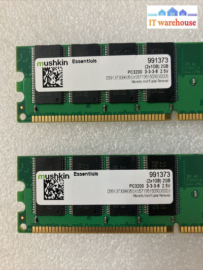 (2X 1Gb) Mushkin Essentials 991373 Ddr-400 Pc-3200 Desktop Dimm Memory Ram ~