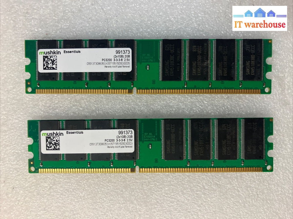 (2X 1Gb) Mushkin Essentials 991373 Ddr-400 Pc-3200 Desktop Dimm Memory Ram ~