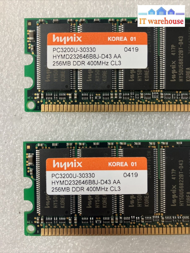 (2X 256Mb) Hynix Hymd232646B8J Pc-3200U Ddr-400 Dimm Memory Desktop Ddr1 Ram ~