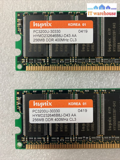 (2X 256Mb) Hynix Hymd232646B8J Pc-3200U Ddr-400 Dimm Memory Desktop Ddr1 Ram ~