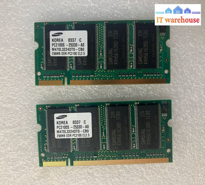 (2X 256Mb) Samsung Ddr-266 Pc2100 (Total 512Mb) So-Dimm Laptop Ram M470L3224Dt0~