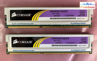 (2X 2Gb) Corsair Cm3X2G1333C9 Platinum Pc3-10600 Ddr3-1333 Xms3 Dimm Memory ~