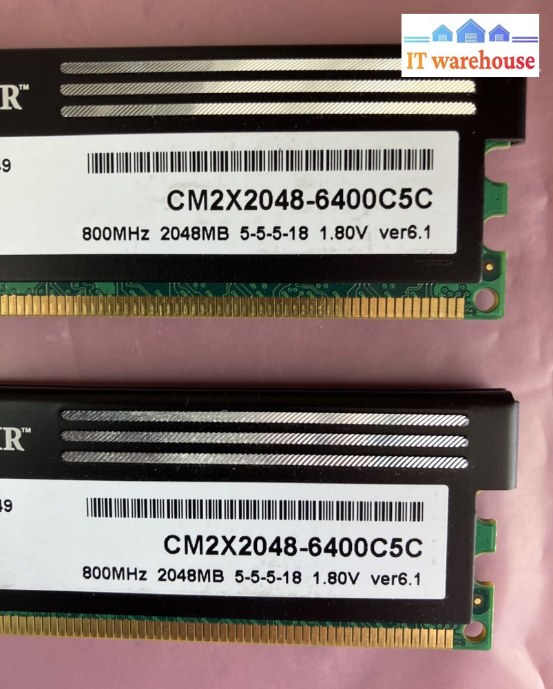 (2X 2Gb) Corsair Xms2 Pc2-6400 Ddr2-800Mhz Cm2X2048-6400C5C Desktop Memory