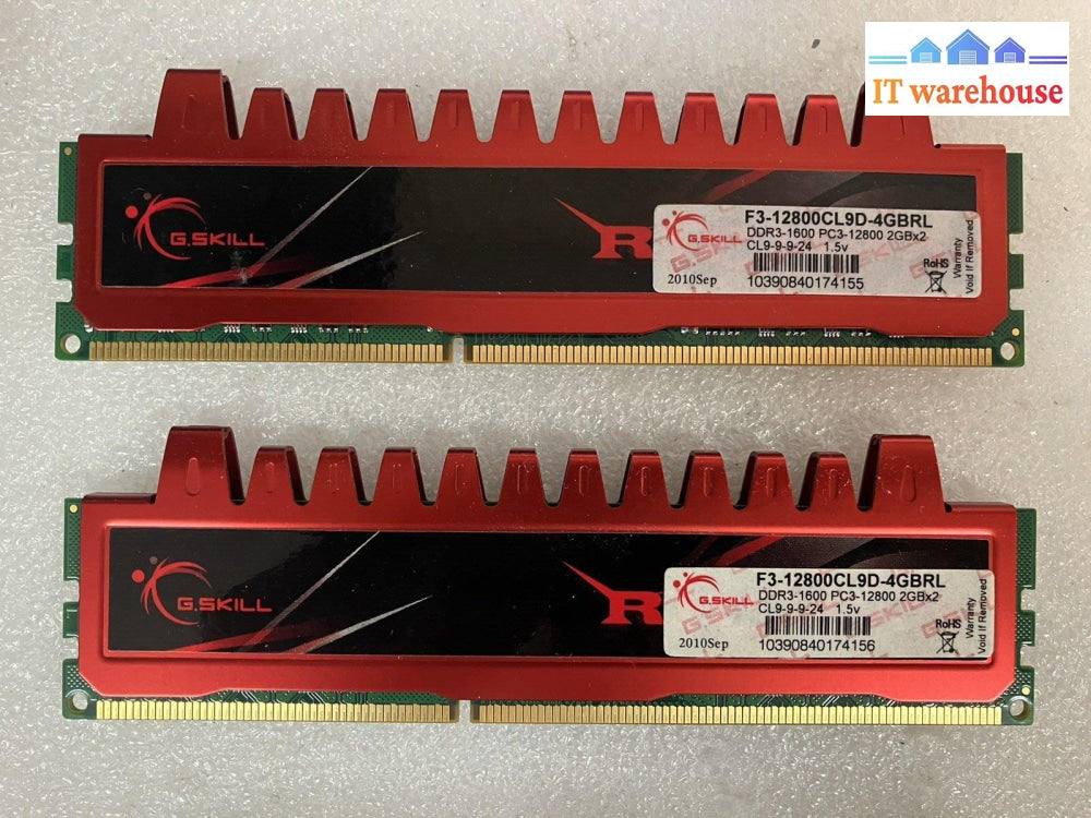 ~ (2X 2Gb) G. Skill Ripjaws F3-12800Cl9D-4Gbrl Pc3-12800 Ddr3-600 Cl9 Sdram