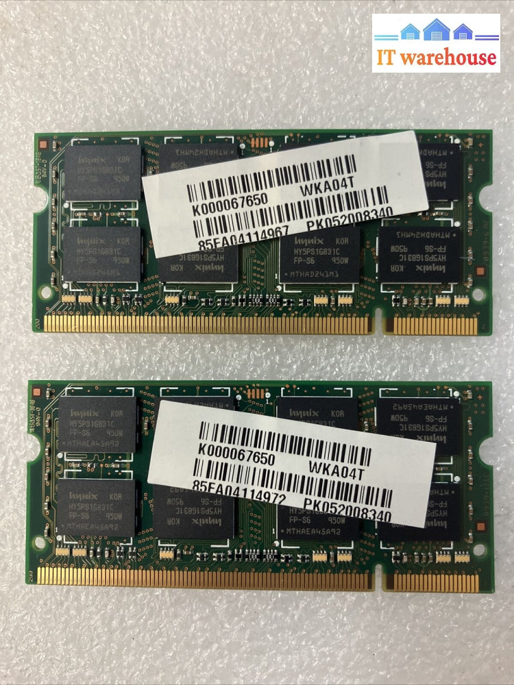 (2X 2Gb) Hynix 2Rx8 Ddr2-800 Pc2-6400S Hymp125S64Cp8 So-Dimm Memory Laptop Ram ~