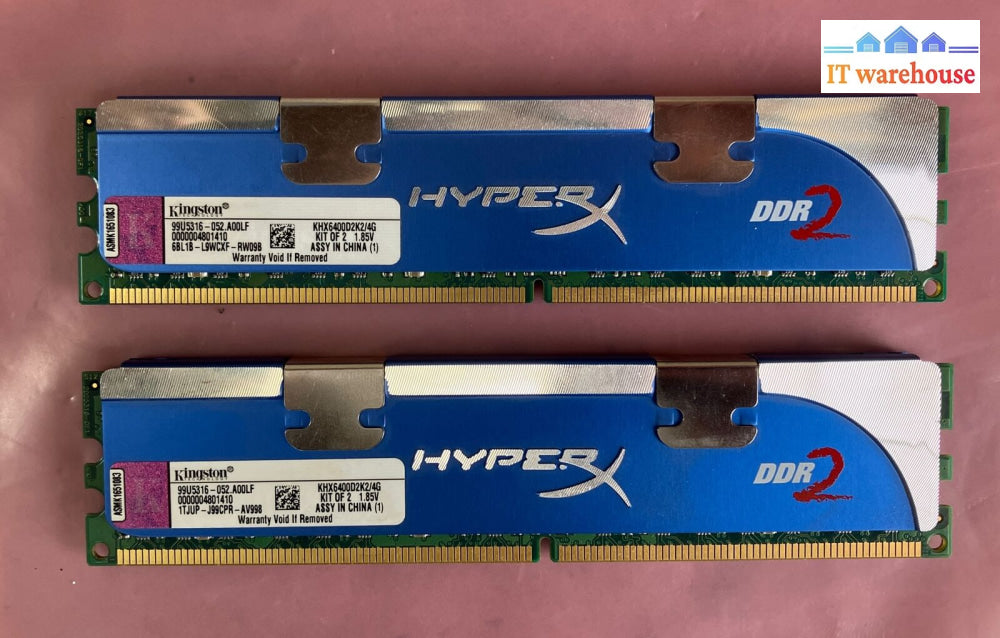 (2X 2Gb) Kingston Pc2-6400 Dimm Ddr2-800 Ram Memory Khx6400D2K2/4G ~