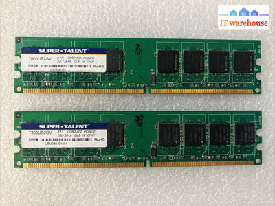 (2X 2Gb) Super Talent Ddr2-800 Pc2-6400 Cl5 Desktop Dimm Memory Ram T800Ub2Gv ~