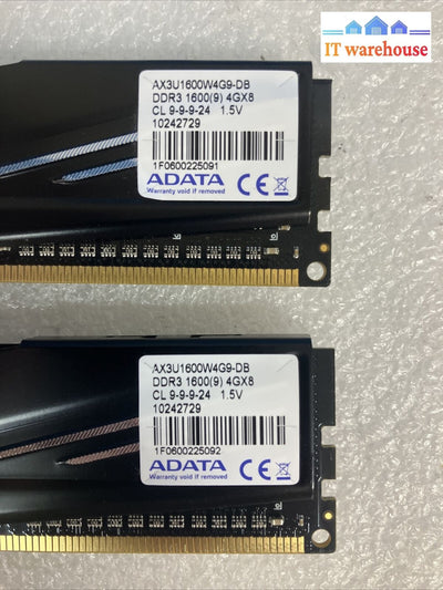 (2X 4Gb) Adata Xpg Ax3U1600W4G9-Db Ddr3-1600 Pc3-12800 Desktop Dimm Memory Ram ~