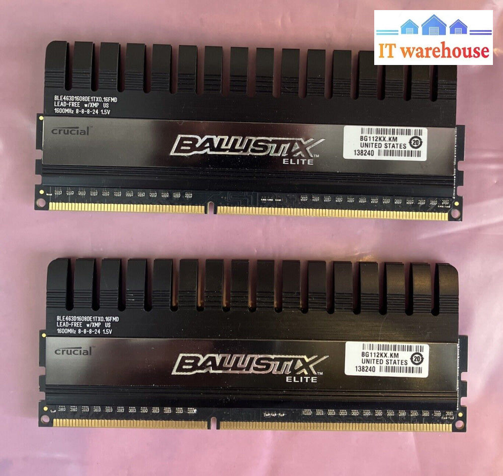 (2X 4Gb) Crucial Ballistic Elite Ddr3-1600 Pc3-12800 Ble463D1608De1Tx0 Dimm Ram~