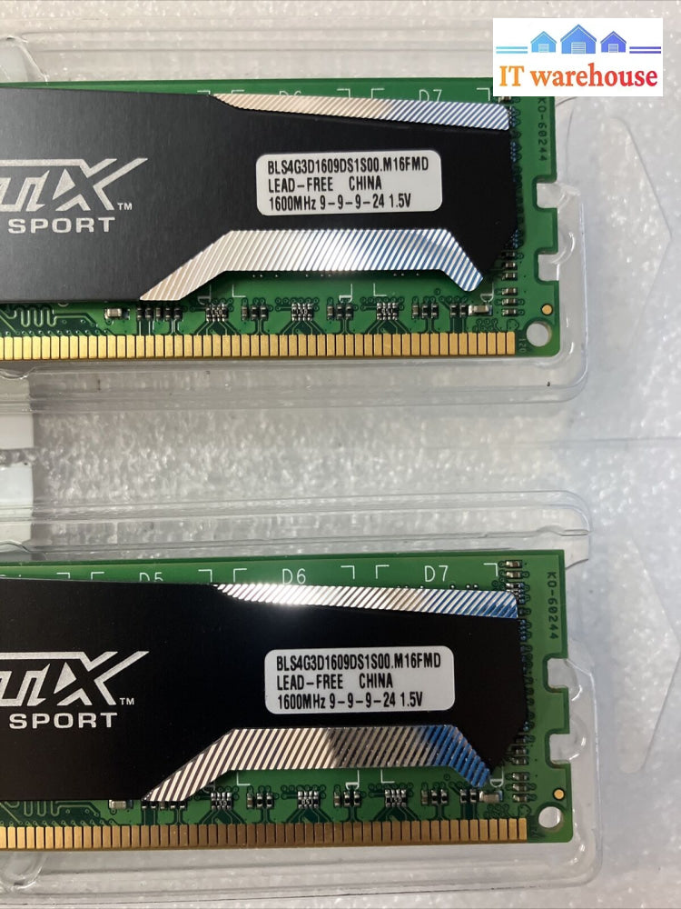 (2X 4Gb) Crucial Ballistix Sport Bls4G3D1609Ds1S00 Pc3-12800 Ddr3-1600 Dimm Ram~