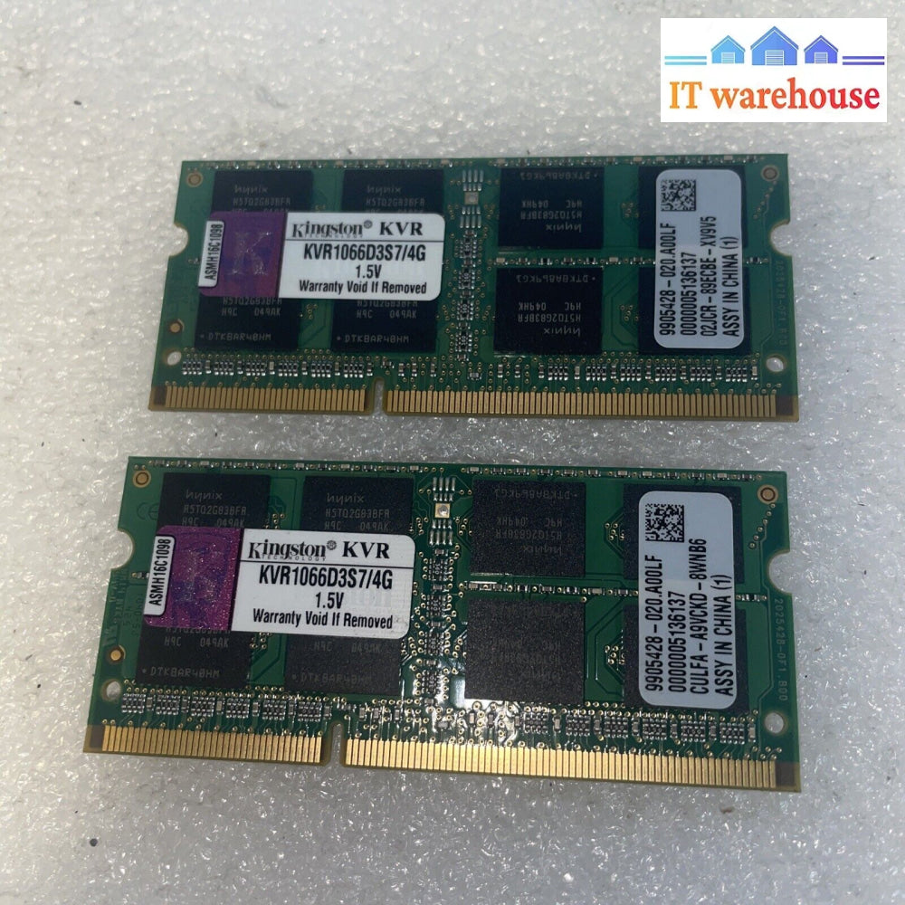 2X 4Gb Ddr3 Pc3-8500 1066Mhz Sodimm Kingston Kvr1066D3S7/4G Memory Ram For Apple