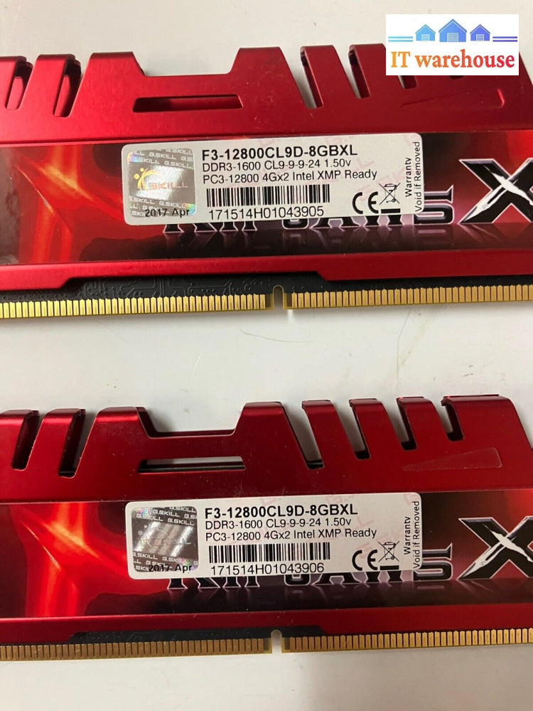 (2X 4Gb) G.skill Ripjaws X F3-12800Cl9D-8Gbxl Pc3-12800 Ddr3-1600 Gaming Ram ~