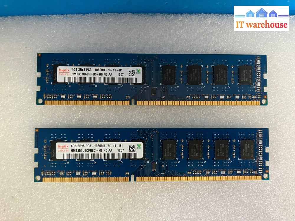 ~ (2X 4Gb) Hynix 4Gb 2Rx8 Pc3-10600U-9-11-B1 Hmt351U6Cfr8C Ram Desktop Memory