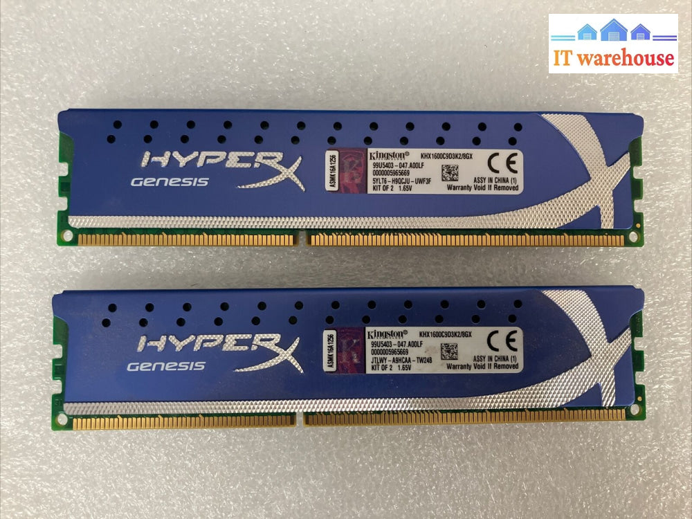 (2X 4Gb) Kingston Hyperx Ddr3-12800 Pc3-1600 Desktop Gaming Ram Khx1600C9D3K2 ~