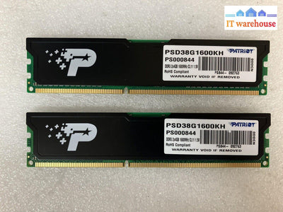 ~ (2X 4Gb) Patriot Signature Line 8Gb 1600Mhz Ddr3 Dimm Memory Kit Psd38G1600Kh