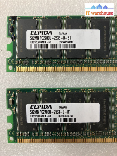 (2X 512Mb) Elpida Ebd52Uc8Amfa Pc-2700U Ddr-333 Dimm Memory Desktop Ddr1 Ram ~