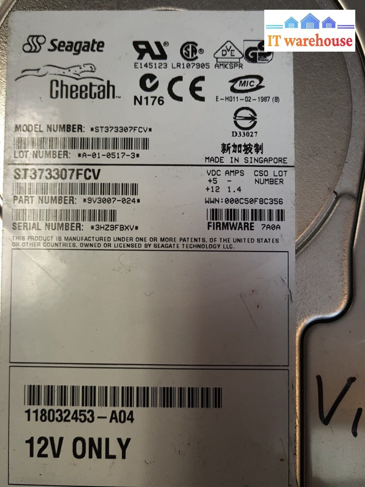 - 2X 73Gb Dell Seagate St373307Fcv 9V3007 40P Fibre Channel 10K Hard Drive @@