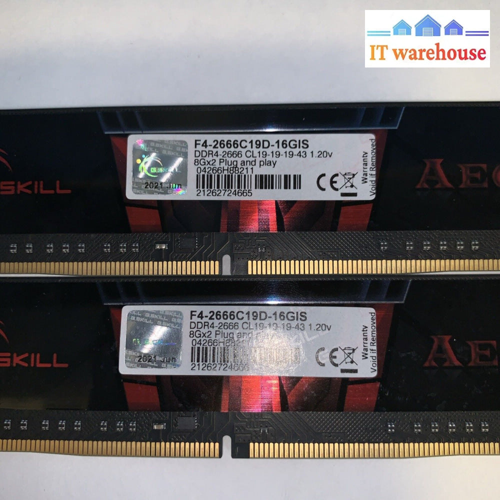 (2X 8Gb) G.skill Aegis Memory Dimm 16Gb Pc21300 Ddr4-2666 F4-2666C19D-16Gis