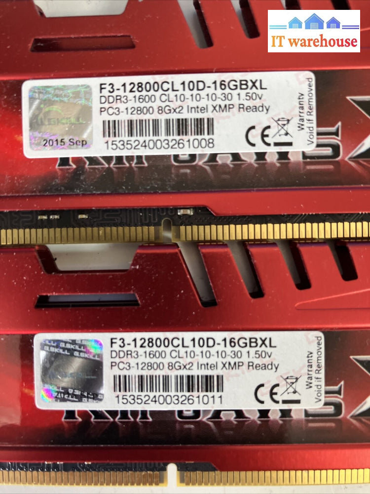 (2X 8Gb) G.skill Ripjaws X Ddr3-1600 Pc3-12800 F3-12800Cl10D-16Gbxl Gaming Ram ~