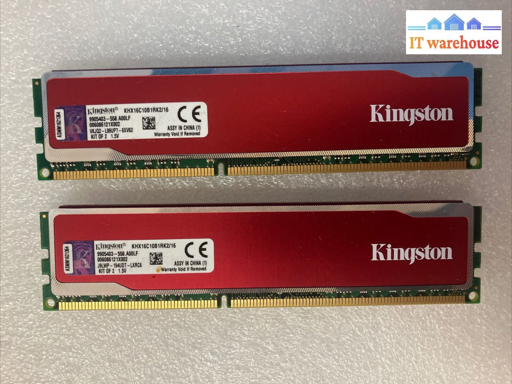 (2X 8Gb) Kingston Hyperx Ddr3-12800 Pc3-1600 Desktop Gaming Ram Khx16C10B1Rk2 ~