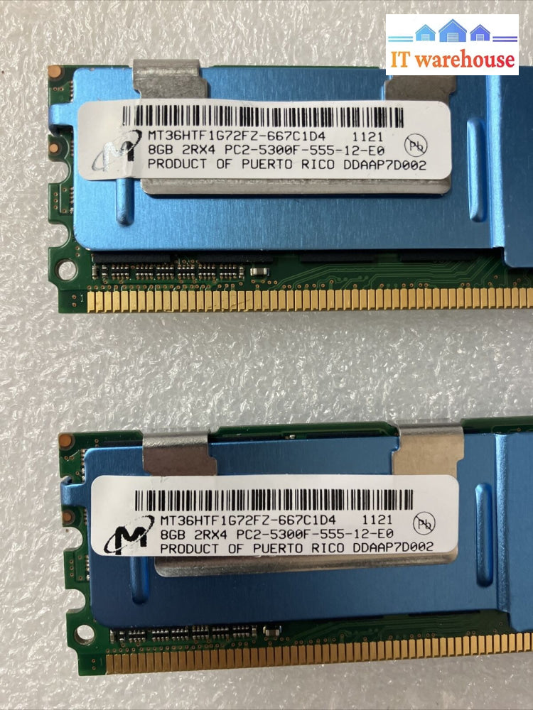 (2X 8Gb) Micron Mt36Htf1G72Fz Pc2-5300F Ddr2-667 Dimm Ecc Server Memory 398709 ~