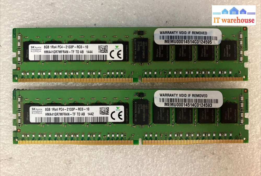 (2X 8Gb) Sk Hynix 1Rx4 Hma41Gr7Mfr4N-Tf Pc4-17000 Ddr4-2133P Dimm Desktop Ram ~