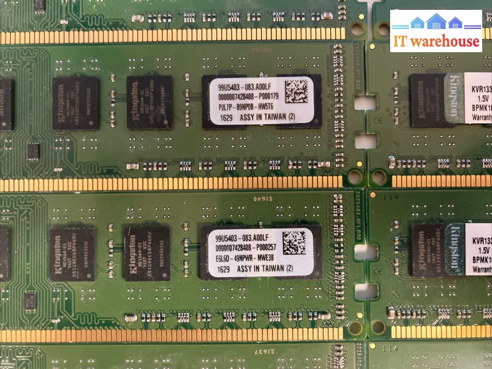 (2X 8Gb) Two Kingston 2Rx8 Ddr3-1333 Pc3-10600 Cl9 Dimm Memory Kvr1333D3N9H/8G ~