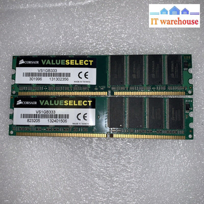 2X Corsair 1Gb Dimm 333Mhz Pc2700 Ddr Desktop Memory (Vs1Gb333)