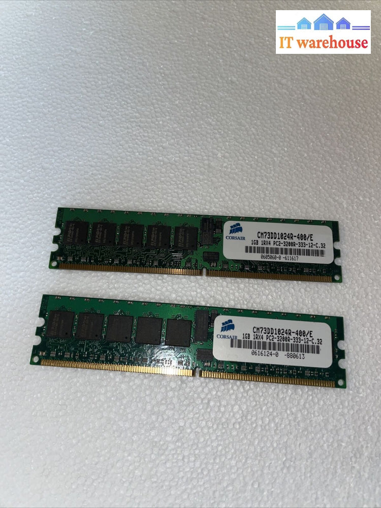 2X Corsair Cm73Dd1024R-400/E 1Gb 240Pin Pc2-3200R Cl3 Ddr2-400 Dimm (Server) Ram