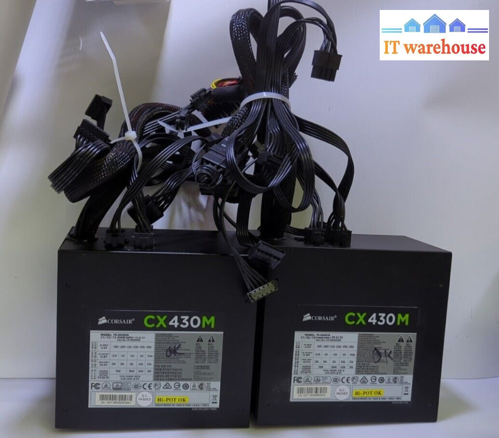 2X Corsair Cx430M 430W Desktop Psu Atx Power Supply Tested (No Pci-E Cable) -