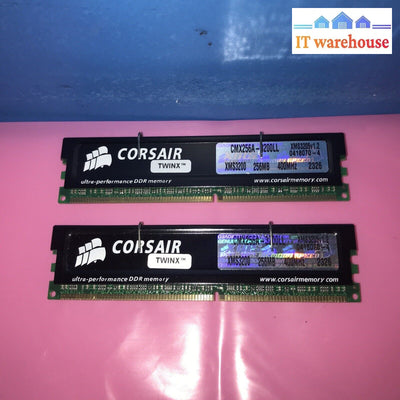 2X Corsair Pc-3200 Xms Ddr400 Cmx256A-3200Ll 256Mb Desktop Memory