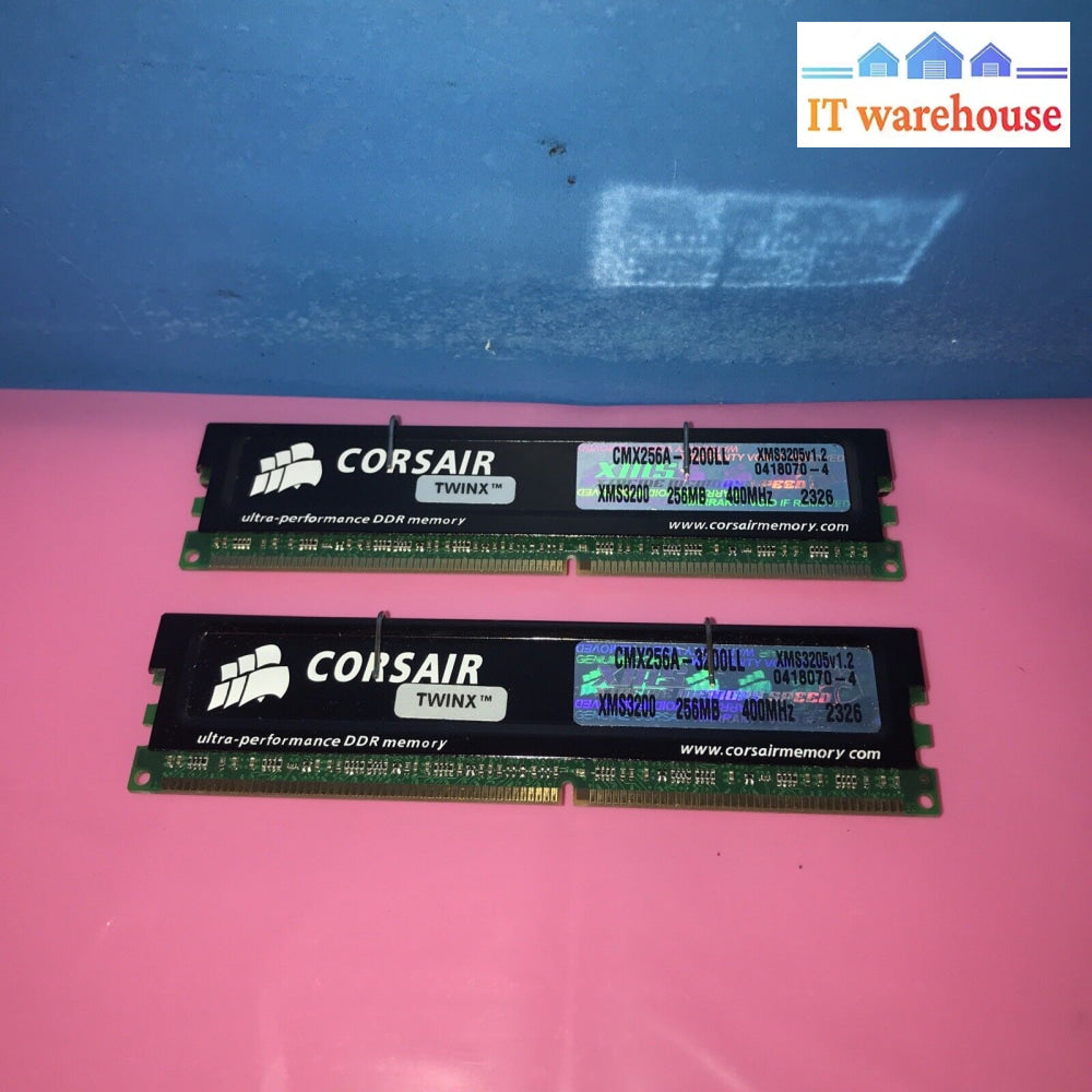 2X Corsair Pc-3200 Xms Ddr400 Cmx256A-3200Ll 256Mb Desktop Memory