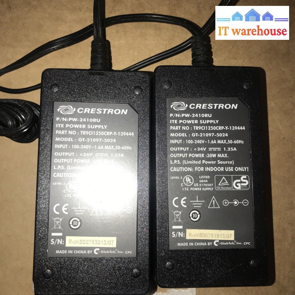 (2X) Crestron Pw-2410Ru 2410 2410Ru 24V 1.25 Regulated Universal Power Supply