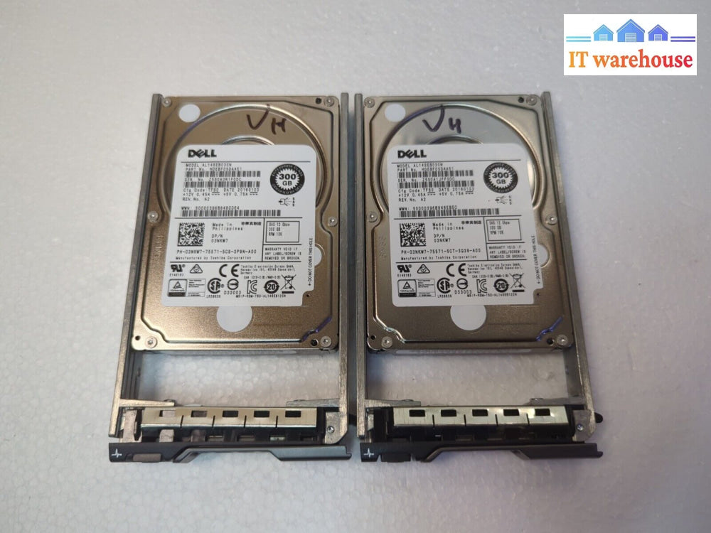 2X Dell 300Gb 10K 2.5’ Sas 12Gbps Internal Hard Drive 3Nkw7 With Caddy Tested -