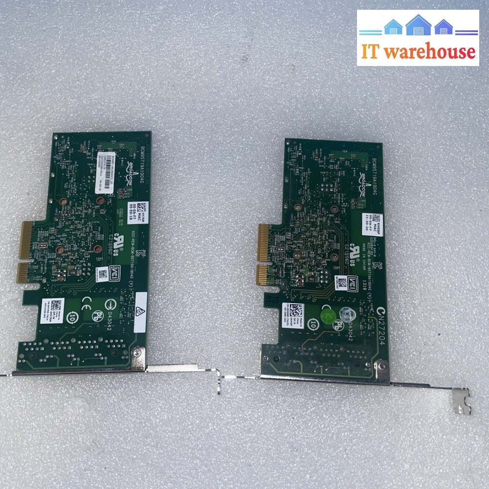 2X Dell Hy7Rm Broadcom Bcm95719 Quad Port Pcie Full Height Network Ethernet Card