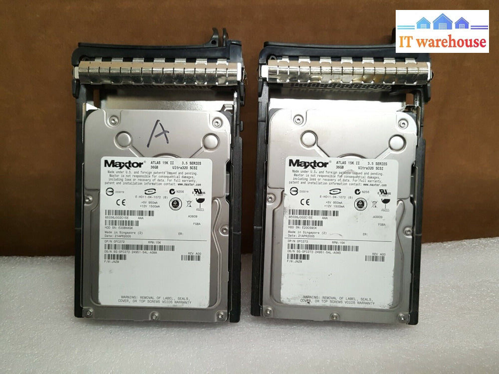 - 2X Dell Maxtor 8E036J002C15E Atlas 15K Ii 36Gb Ultra320 Scsi Hdd