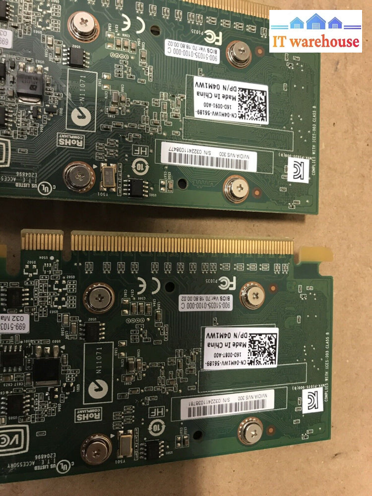 2X Dell Nvidia Nvs 300 512Mb Ddr3 Pcie Dms-59 Full Video Card 4M1Wv - 4X Lcds