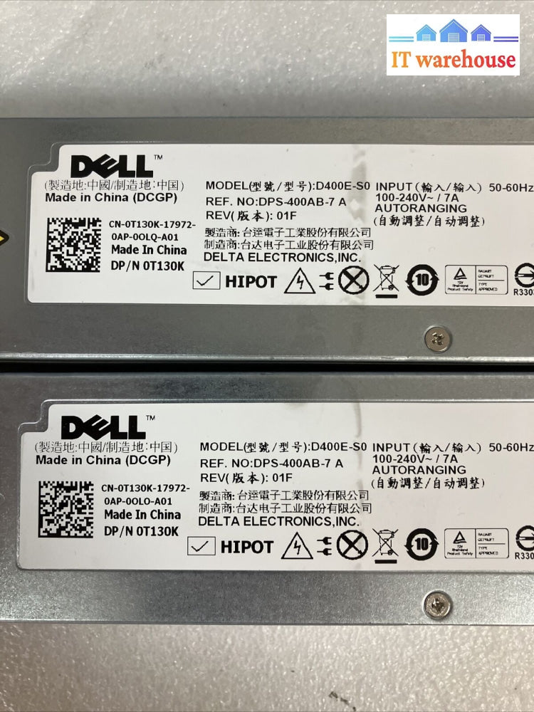 2X Dell Poweredge R310 400W Hot Swap Switching Psu D400E-S0 0T130K Dps-400Ab-7 ~