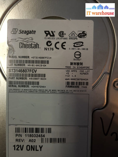 - 2X Dell Seagate St3146807Fcv 9V2007 147 Gb 3.5’ 10000 Rpm Hard Drive @@@