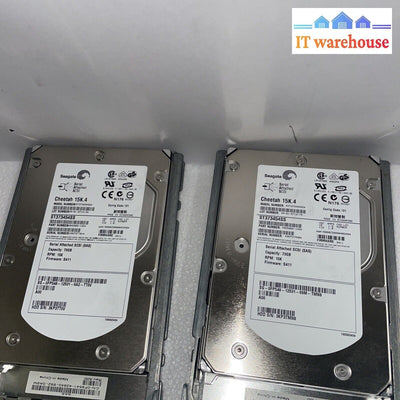 2X Dell Seagate St373454Ss 73G Sas 15K 4 Hard Drive 3.5’ W/ Mf666 Tray