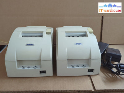 2X Epson Tm-U220D Pos Receipt Printer W/Power Adapter (Serial Port) Tested -