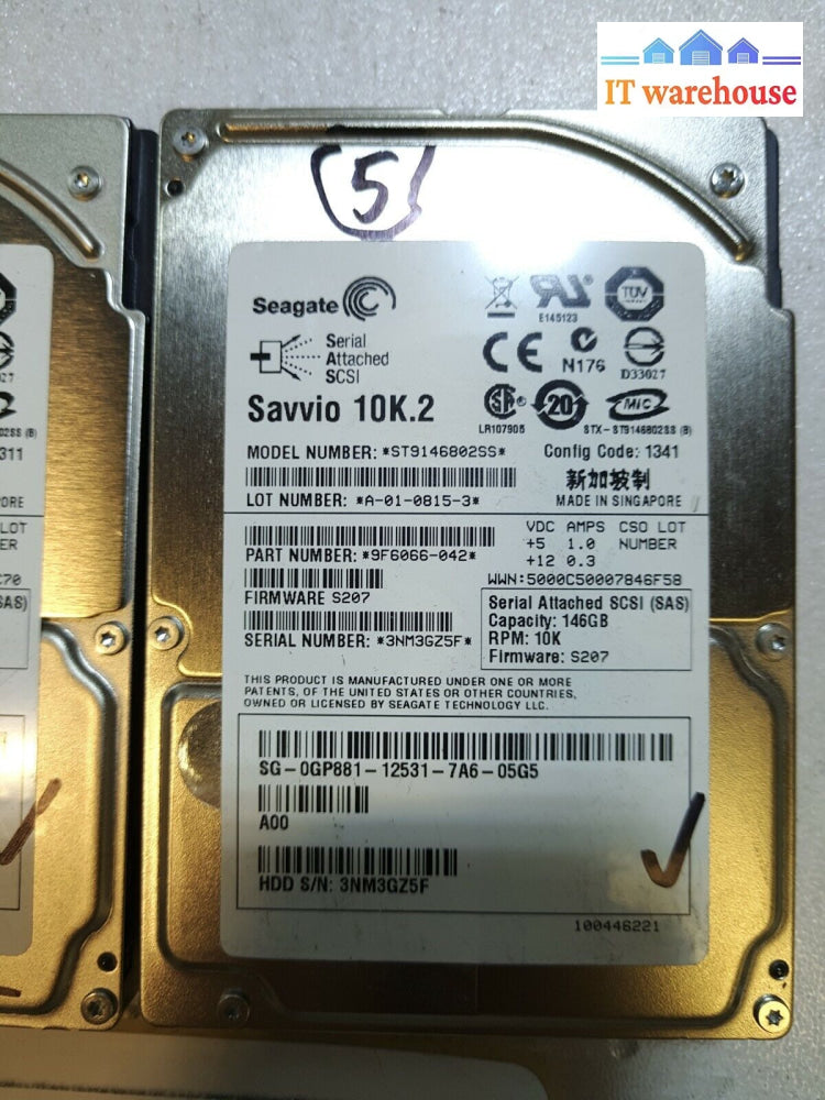 - 2X Gp881 9F6066 Dell 146Gb 3Gb/S 10K Rpm Sas 2.5-Inch Hard Drive Tested