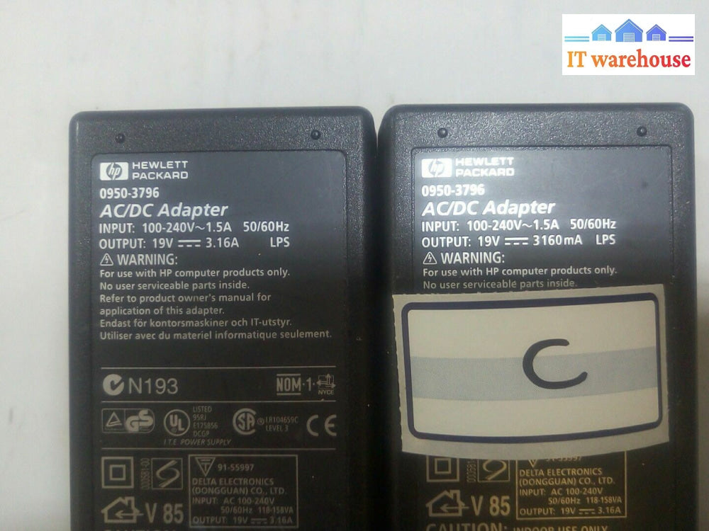 - 2X Hp 19V 3.16A Ac Adapter 0950-3796 @@@