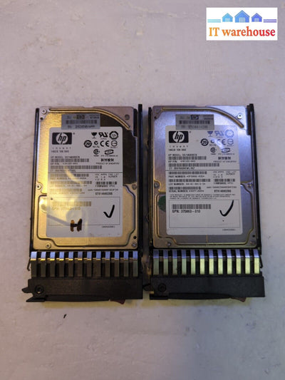 - 2X Hp 430165-003 Dg146Bb976 146Gb 10K Sas 2.5’ Hdd W/ Tray 432320-001 Tested