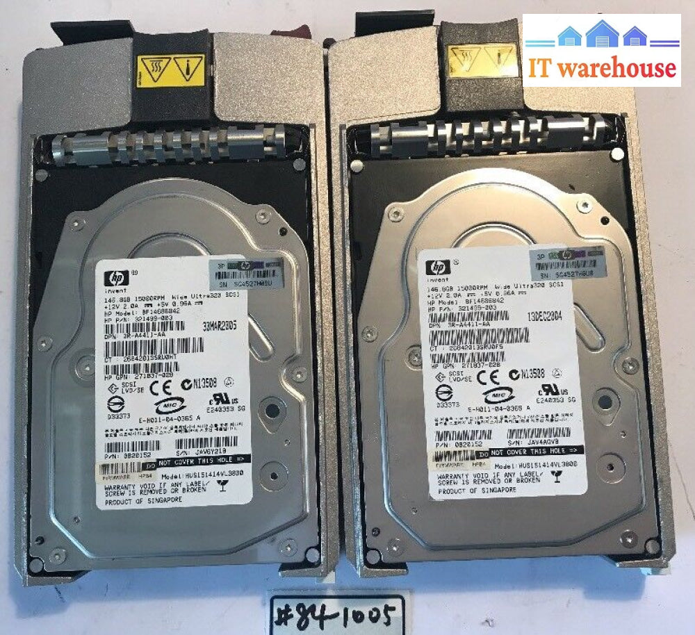 - 2X Hp Bf14686842 146.8 Gb 15K Ultra 320 Scsi Hard Drive 321499-003 @@@