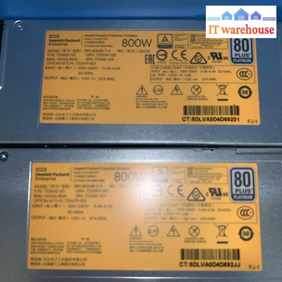 (2X) Hp Gen9 G9 Server 800W Power Supply 720479-B21 723600-101 723599/754381-001