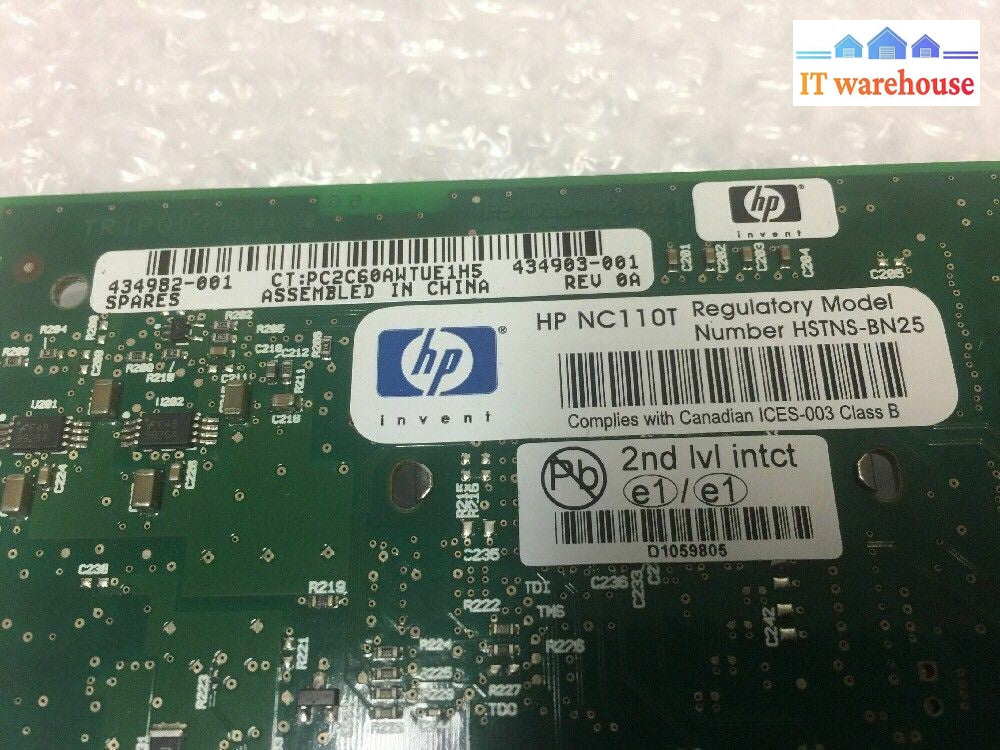 - 2X Hp Nc110T Pci Express Single Port Adapter 434982-001 434903-001 Low Profile