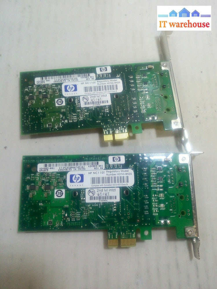 - 2X Hp Nc110T Pci Express Single Port Gigabit Adapter 434982-001 434903-001